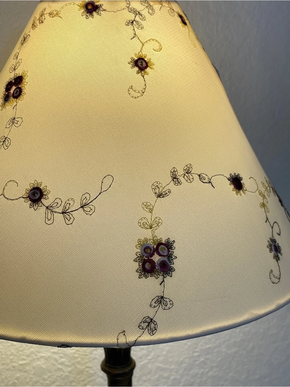 Pair Embroidered Rose Fabric Lamp Shade 10